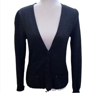 Auth VERSUS Gianni Versace Italy dark grey grey wool cardigan button jacket